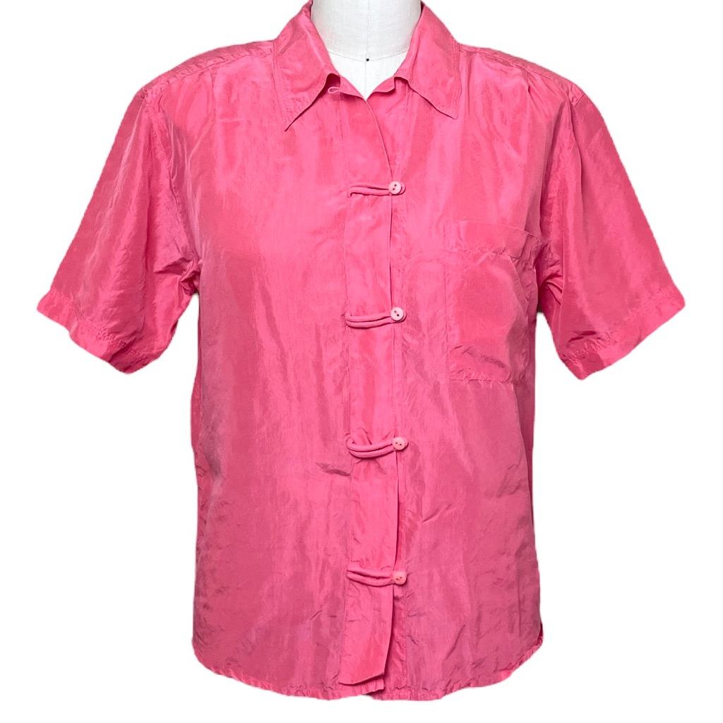Vintage 90s The Limited Silk Shirt Blouse Collared Pink Xs